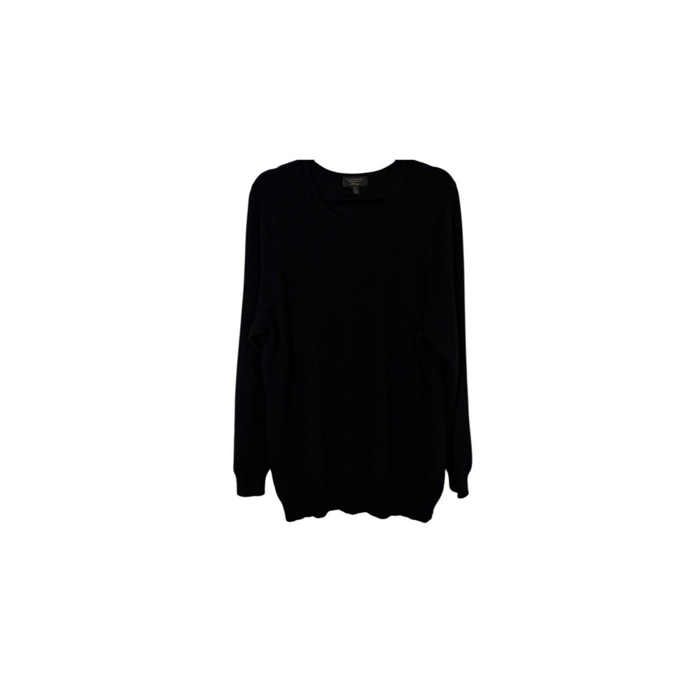 Charter Club Luxury 100% Cashmere Black Crewneck Sweater Women's 3X Cozy Classic